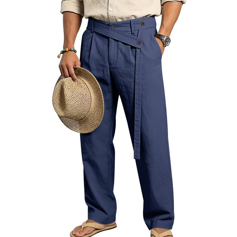 Grenzüberschreitende italienische Neapolitaner Gorger Old Money Style Herren Freizeithose aus Leinen im Commuter-Stil – Detail 11