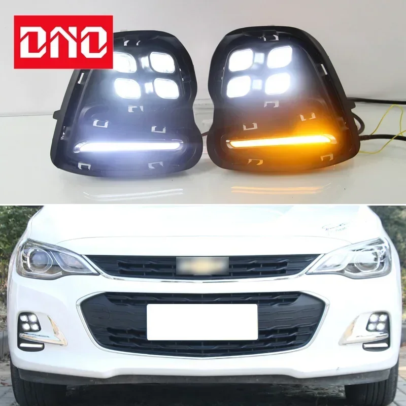 

Car LED 12V Daytime Running Lights For Chevrolet Cavalier 2016 2017 2018 Yellow Turn Signal Night Blue Running Lamps Car Foglamp
