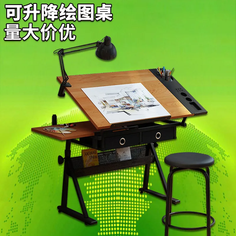 Hand Lifting Drawing Table Art Classroom Engineering Drawing Designer Workbench Studio Solid Wood