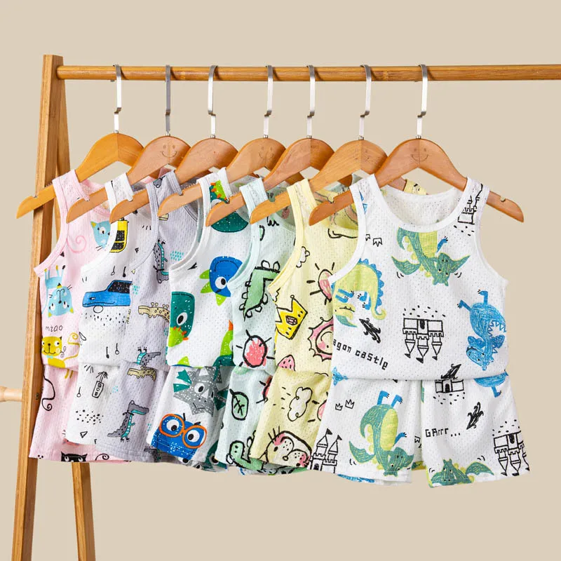 Kids Pyjamas Set Luxury Boy Pijama Cotton 2 4 6 8 Years 2024 Gray Blue New Baby Pajamas Girl 2 Piece Night Wear Suits Cat Rabbit