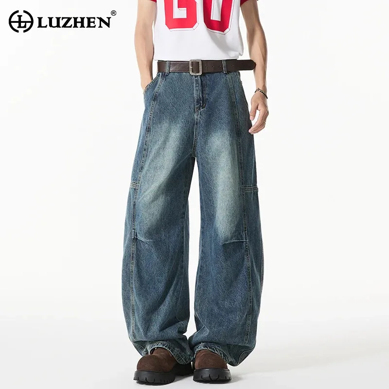 

LUZHEN 2025 New Fashion Gradient Washed Loose Straight Jeans Men's High Quality Elegant Handsome Casual Denim Pants Male JY3165