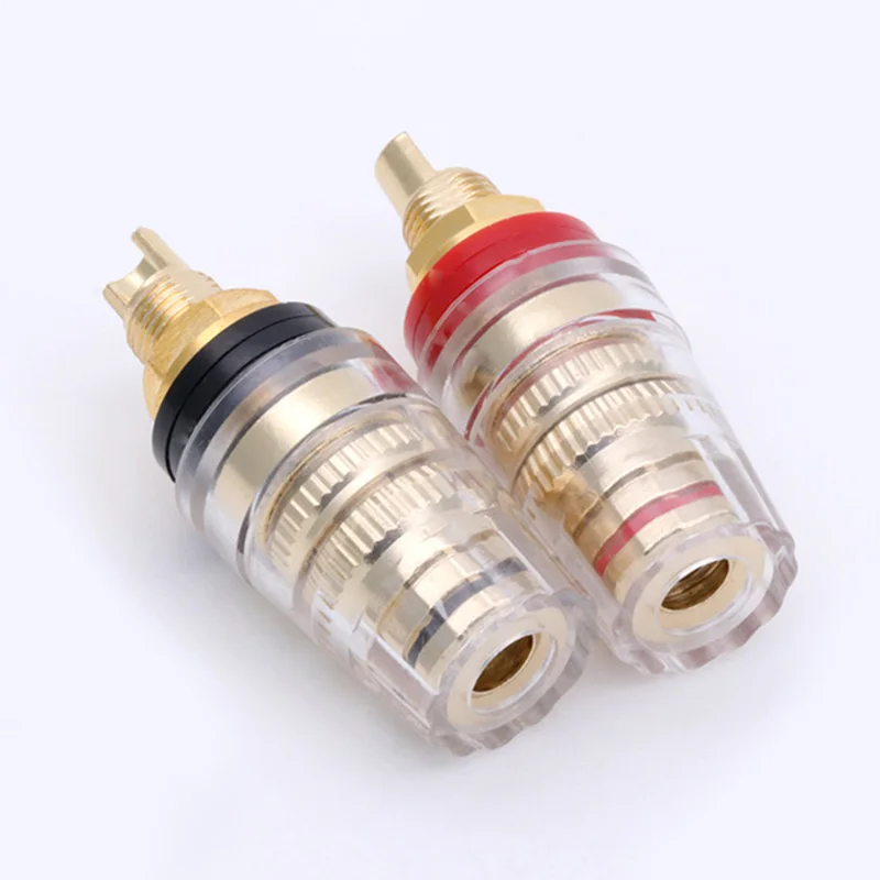 8pcs/4pairs Brass Gold Plated 4MM Binding Post HIFI Terminals Binding Banana Plug Connector for Speaker Amplifier Red+Black