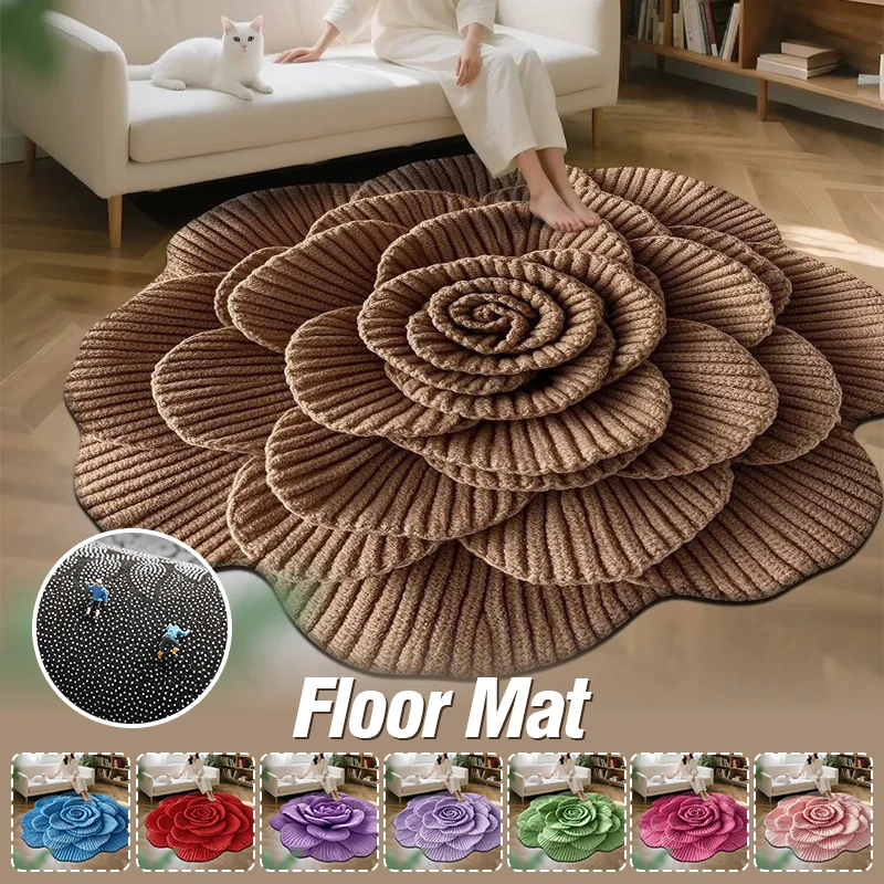 3D Floral Print Diatom Mud Floor Mat Door Mat Bathroom Toilet Anti Slip Foot Pad Absorbent Non-slip Quick-drying Carpet