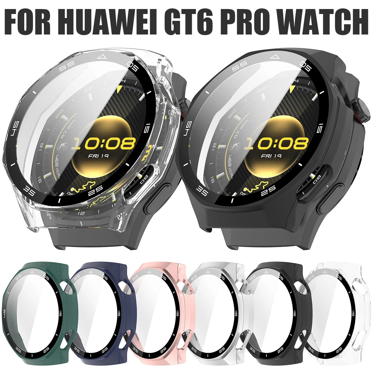 Full Protective Case For Huawei Watch GT 6 pro 46mm Screen Protector Case GT6 pro 46MM Cover pc 2in1 Shell+tempered glass Film