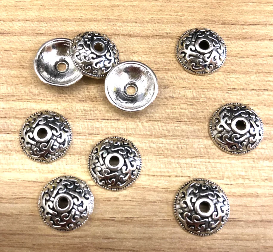 

50pcs 12*4mm Alloy metal tibetan silver vintage bead caps for jewelry handmade HW2528