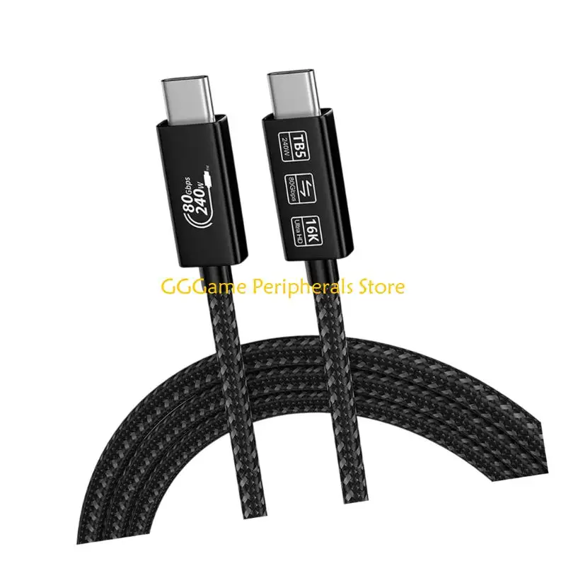 U55B Type C Charging Cable 80Gbps Usb 4 Cable 240W 16K Video, Fabric Type C Cord for File Copy, Display Use and Desk Work