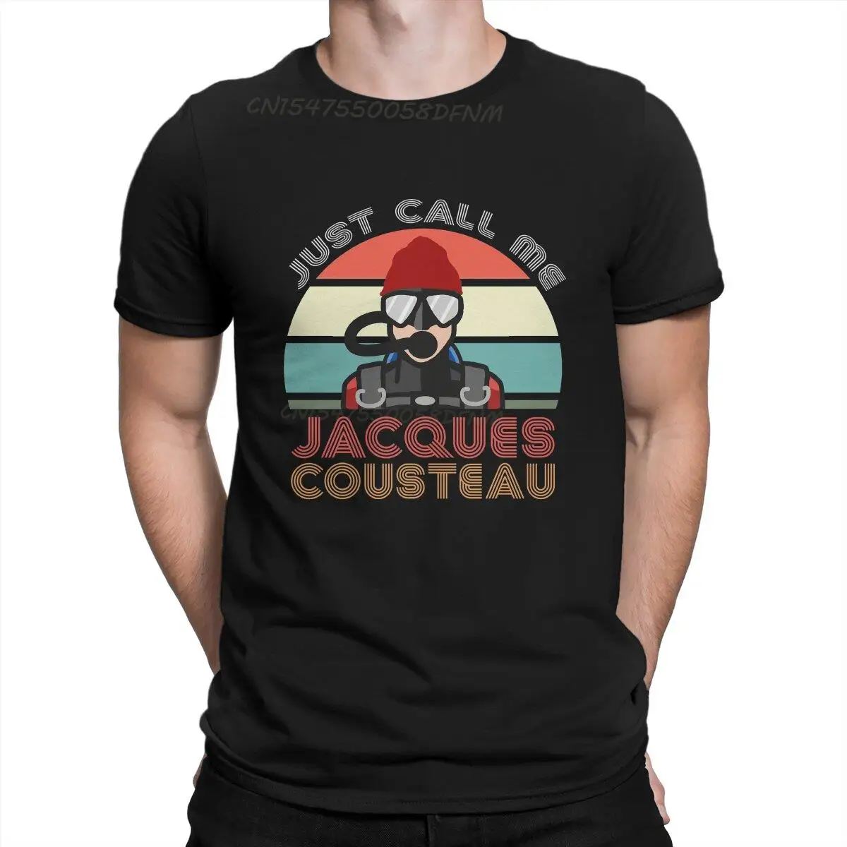 Jacques Cousteau Legend T-shirts for Men Pure Cotton Vintage T-Shirt Promotion Dive Scuba Diving Tee Shirt Father's Day Gifts