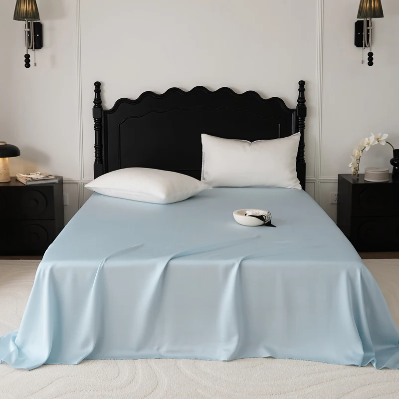 

Solid colour Style Tencel Bedding Set For adults kids One piece flat Sheet Colorful King Queen Full size