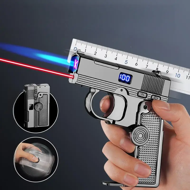 Folding Dual Form Lighter Creative Decompression Gyroscope Deformation Lighter Gas Electric Dual Use Windproof Lighter