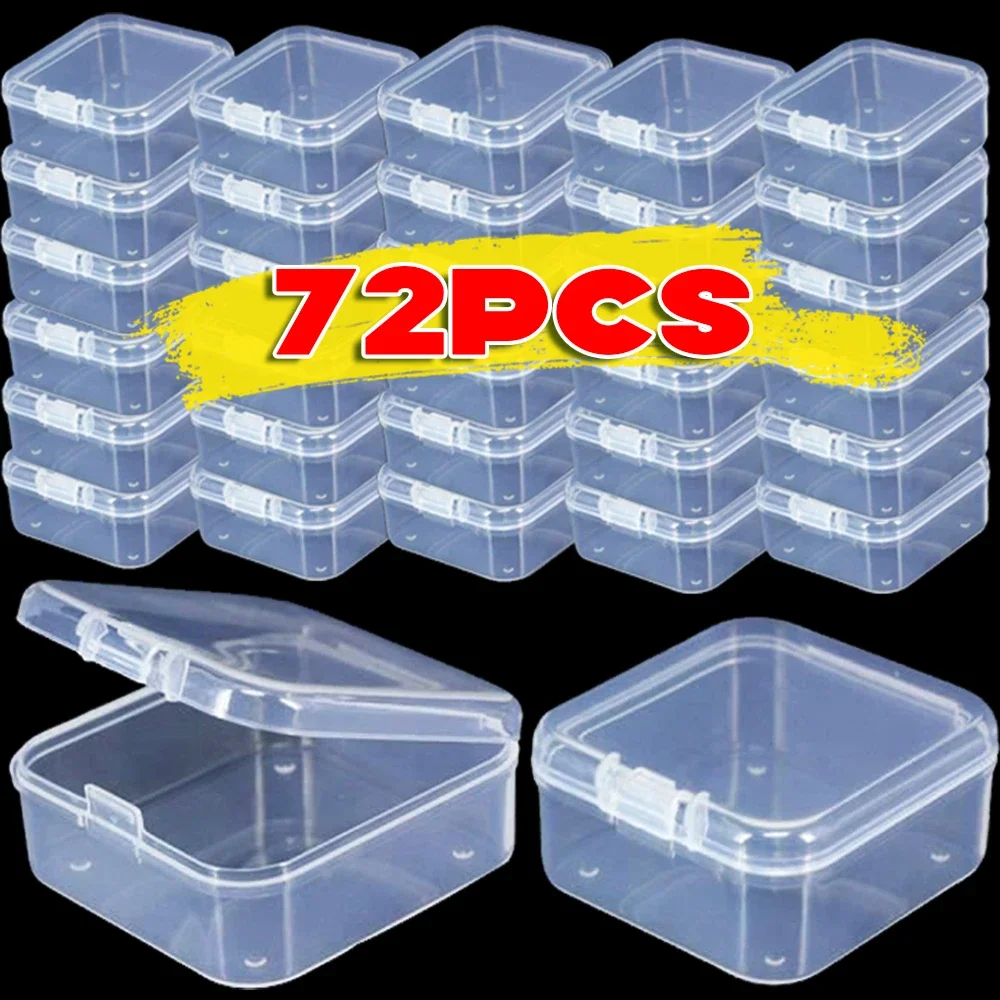 6/72Pcs Plastic Storage Box Mini Transparent Jewelry Beads Earring Ring Dustproof Container Earplugs Packaging Boxes Organizer