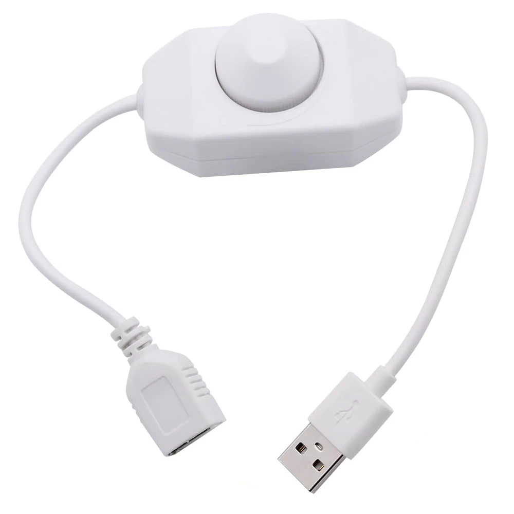 LED مقبض باهتة التبديل 5 فولت تيار مستمر USB أنثى إلى ذكر تمديد الحبل مع الروتاري ON OFF تحكم أبيض أسود لأضواء شرائط LED