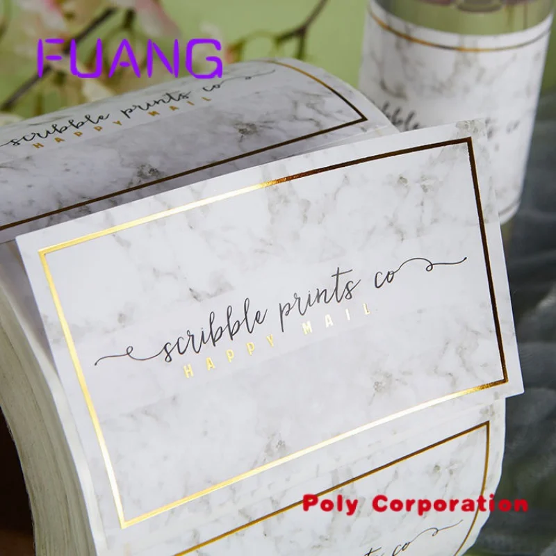 

Custom custom logo adhesive roll gold foil labels hot stamping waterproof stickers for product packaging