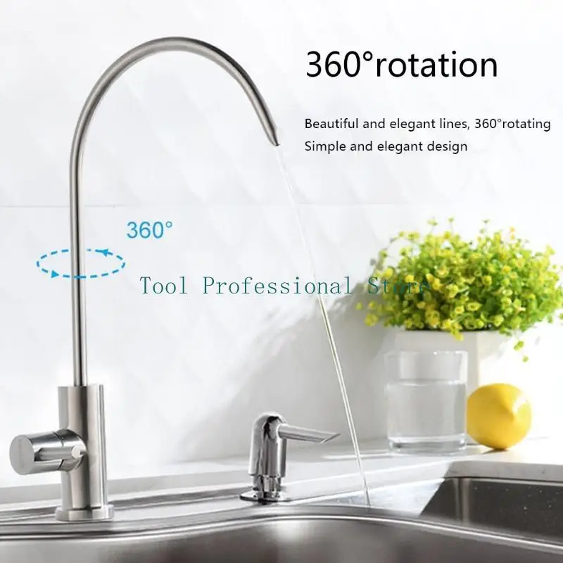 57QF Fregadero Filtración agua Faucet Botiding Water Faucet alto buzón （Negro/plata）