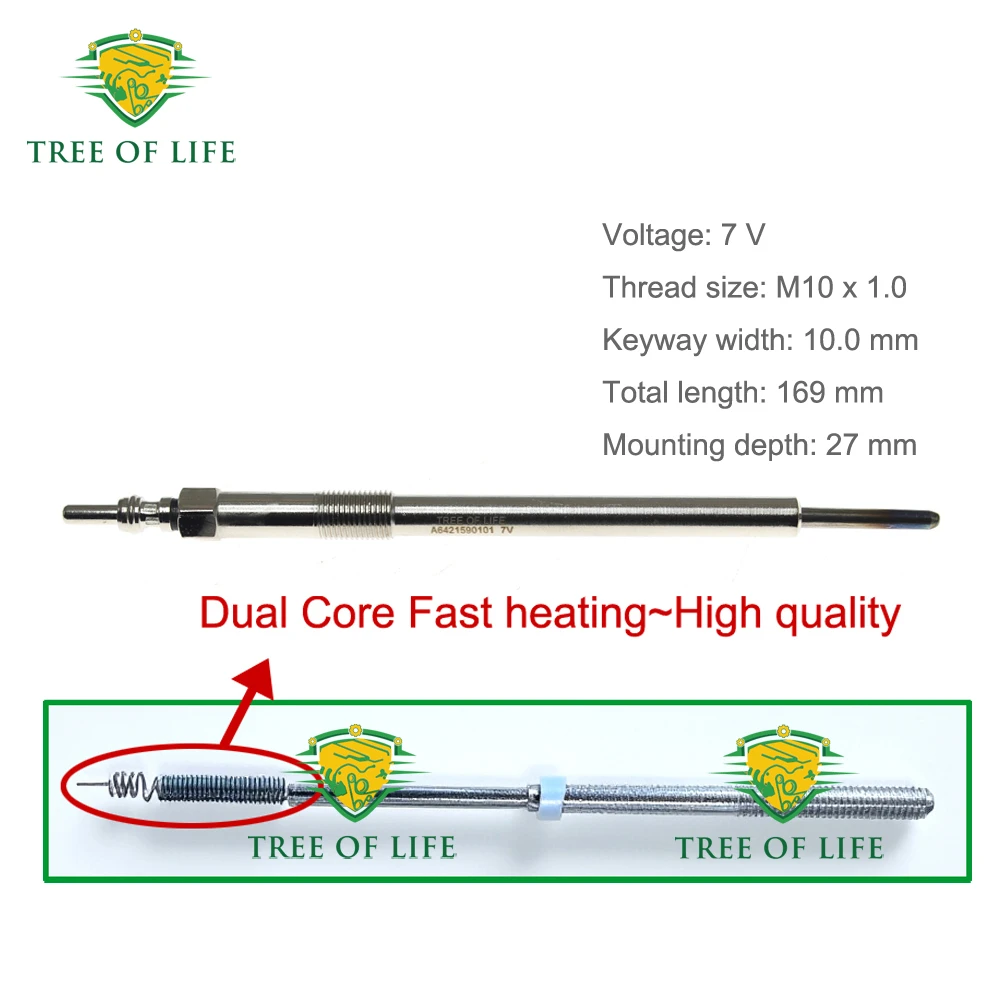 6x 7V Dual Core Heater Glow Plugs A6421590101 For MERCEDES-BENZ C/M/R/S/GL/GLK/E-CLASS W212 S212 300 350 CDI A 642 159 01 01