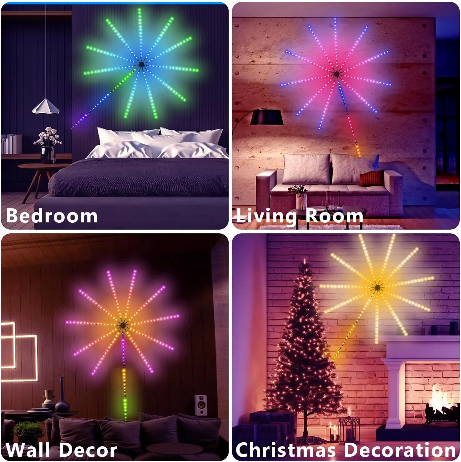 5v magic indoor LED fireworks lamp, LED fireworks emission effect with remote control and APP control, music synchronization RGB