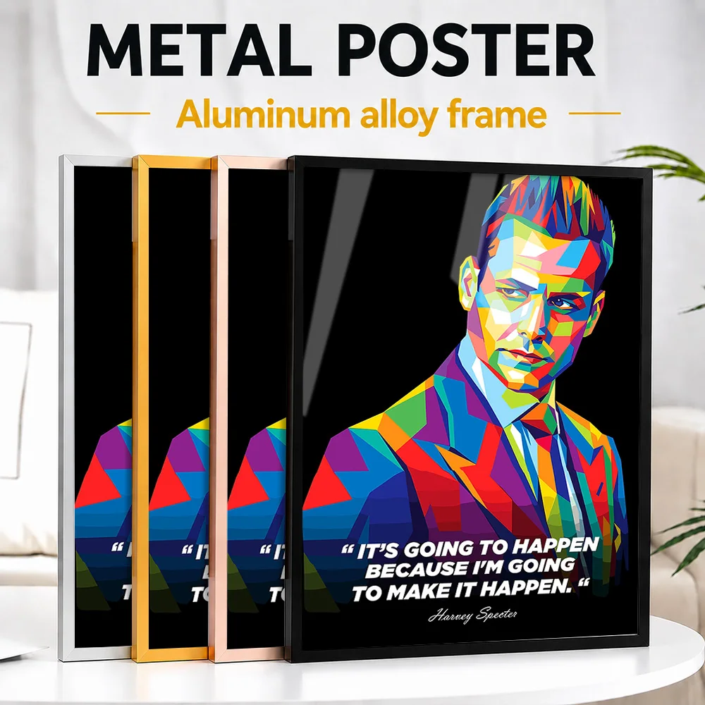 Harvey Specter Success Quote Framed Aluminum Metal Poster Customized Photo Bold Typography Style Wall Art For Study Viewer Gift