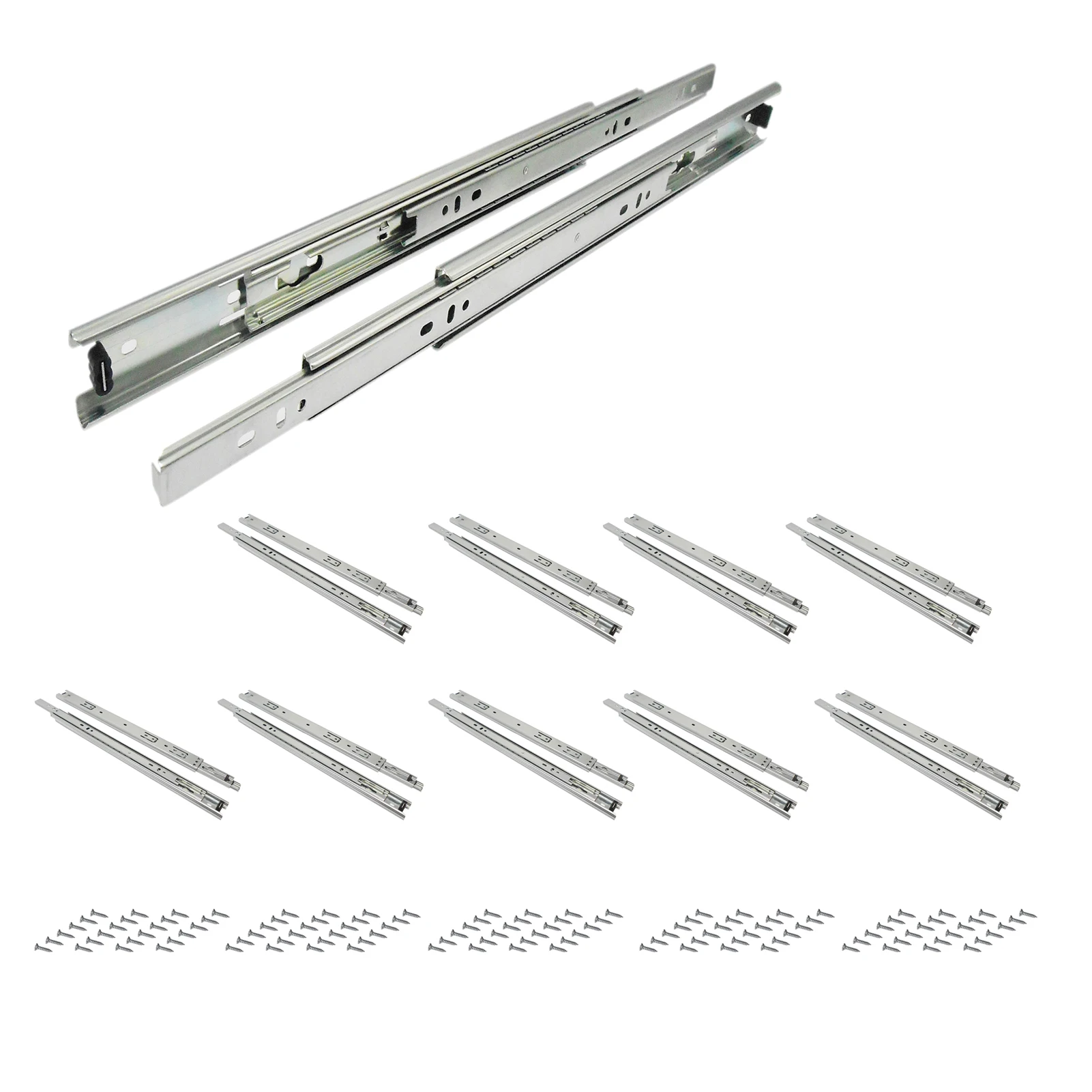 Silent Kugelschubladenführungsschiene 12~20-Zoll kaltgewalzte Stahlschubladenschiene 35mm breit, dreifache volle Verlängerung