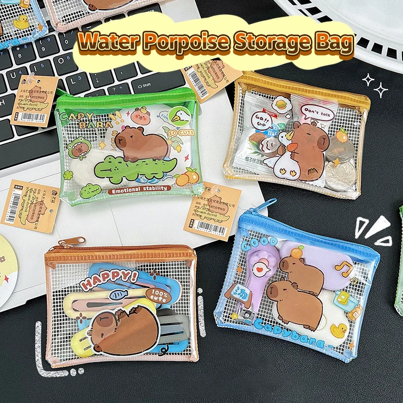 Cartoon Pvc Capybara Portemonnee Schattige Portemonnee Draagbare Waterdichte Mini Opbergtas Sleutel Oortelefoon Organizer Voor Kinderen Geschenken