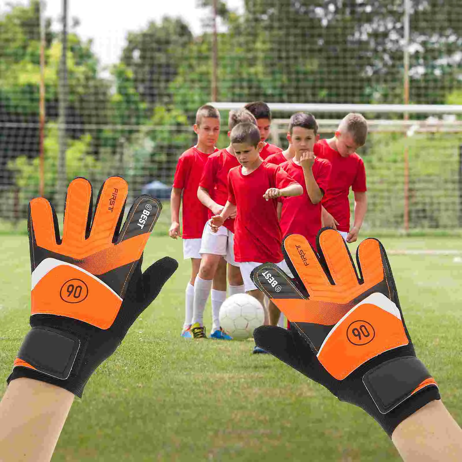 Football Goalkeeper Gloves Latex Anti-collision (green #5) Goalkeeping Goalie Youth Kids Mittens The Creative Goaltenders Boy