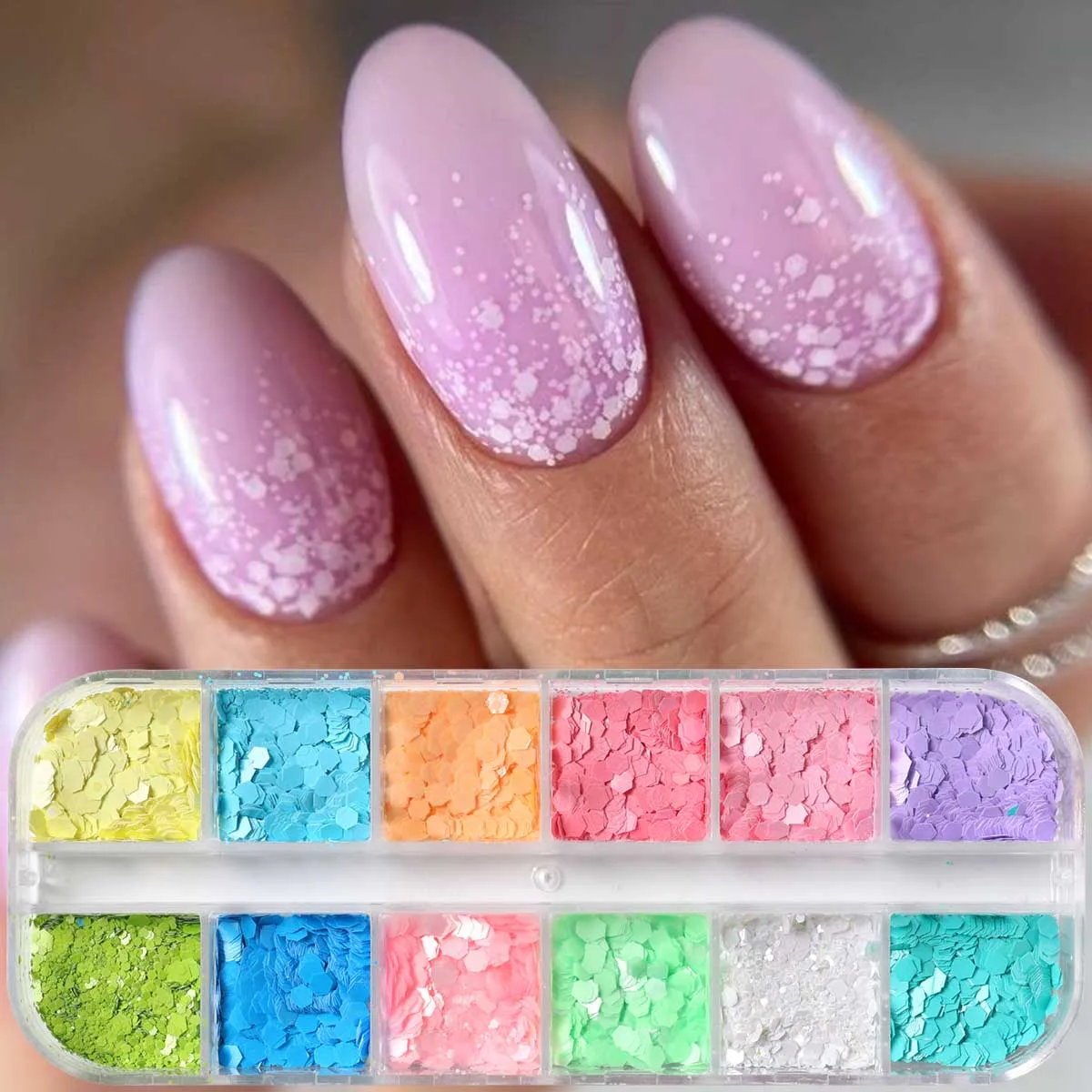 12 Grids Iridescent Hexagon Mermaid Nail Glitter Sequins Chameleon Holographic Nail Art Glitter Flakes Y2K Sparkly Flakes