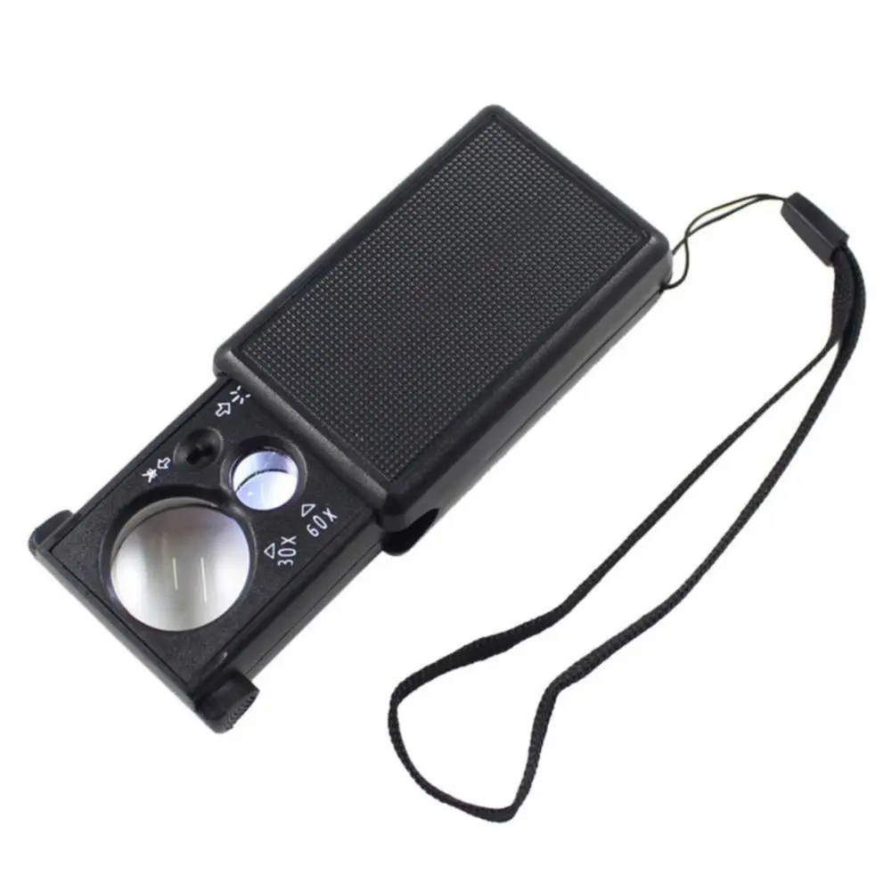 2 Kind Portable 30x 60x Led UV Light Magnifier Loupe for Jewelry Antique Currency For Currency Detecting Arylic Lens