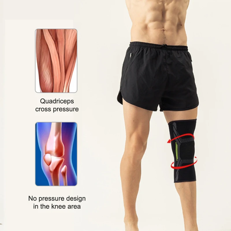 Rodillera deportiva de nailon tejido, compresión 3D, ajuste ajustable, transpirable y cálida para hombres y mujeres (equipo de protección), 1 ud.