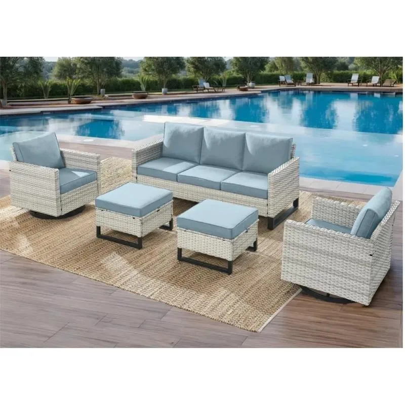 for Customized high-quality weatherproof backyard garden furniture black outdoor sofa set