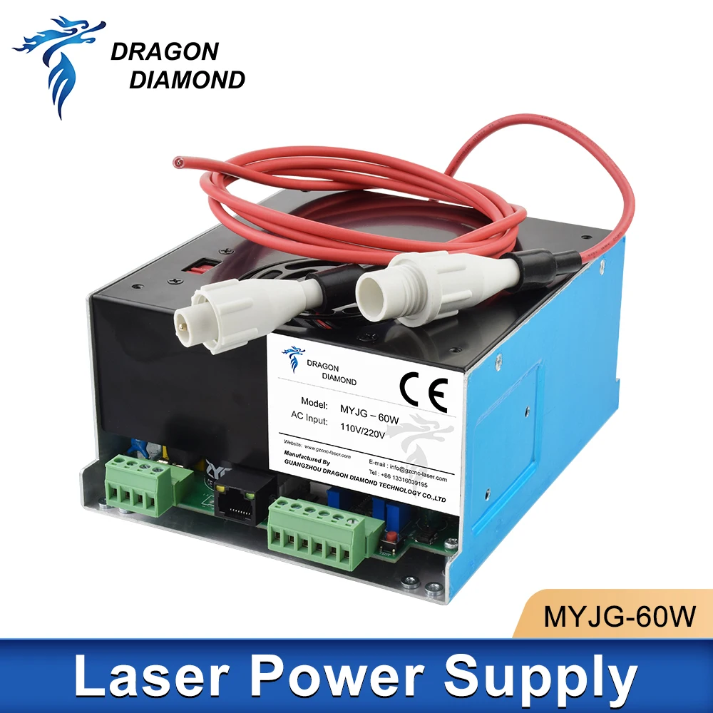 CO2 Laser Power Supply MYJG 60W Supports 110V/220V Voltage Suitable For Laser Engraving And Cutting Machines.