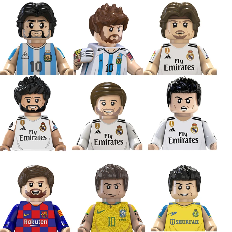 

Kids Toys World Football Stars Building Blocks Minifigures Set Players Assemble Bricks Desktop Collectible For Birthday Gift Toy