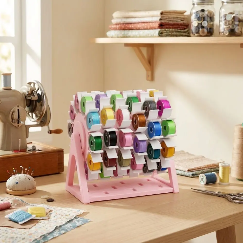 60 Slots Rotating Bobbin Thread Organizer 3D Printed DIY Sewing Windmill Bobbin Storage Rack Handmade Non-slip Base