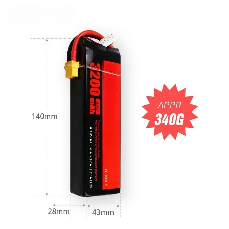 High Power Reliable 3200mAh 4S 14.8V 35C Lipo Battery with Long Cycle Life For RC Model Aircraft