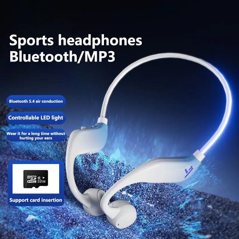 2026 New Air Conduction Headphones Bluetooth 5.4 Sports Headphones with LED Light Long Battery Life for Running Fitness Sports