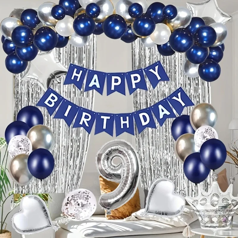 

Cross-border Carnival Blue Series Balloon Set Retro Blue Birthday Theme Party Scene Arrangement Arch Decoration Balloons
