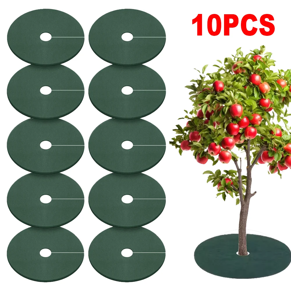 10Pcs Non-Woven Tree Mulch Ring Thickened Weed Control Mat Degradable Reusable Root Protector Barrier Landscape Fabric 25-82cm