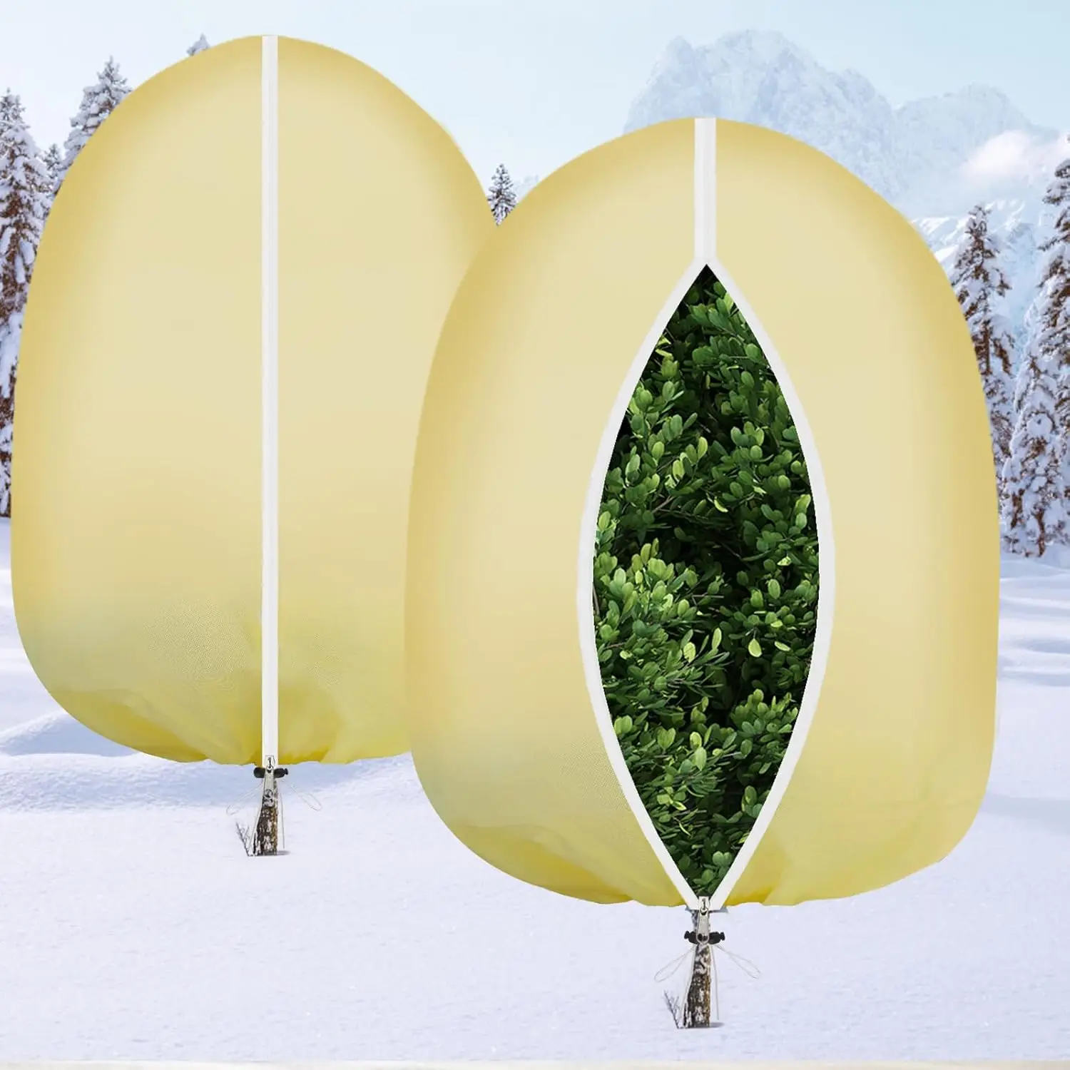 

‌ 2 упаковки больших чехлов для растений 120x120 дюймов, защита от замерзания, морозные тряпки 2,4 унции/ч2 для уличных растений, зимние чехлы для деревьев с доктор