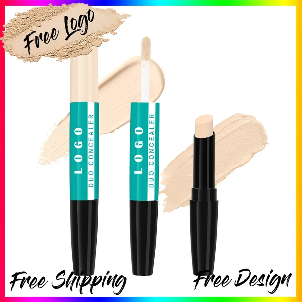 Double Head Waterproof Liquid Concealer Stick Private Label Matte Vegan Makeup Cover Blemishes No Smudge Custom Logo Wholesale