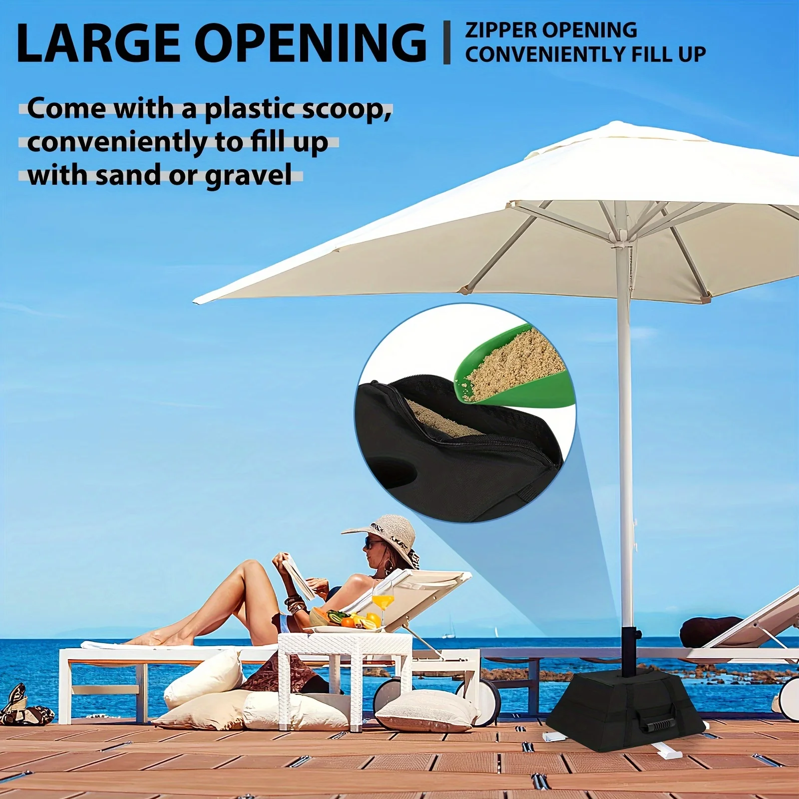 Detachable Heavy Weight Bag Wind-Proof Sun Umbrella Base Umbrella Sandbag Parasol Base Stand Fixed Sandbagwith shovel 600D PVC