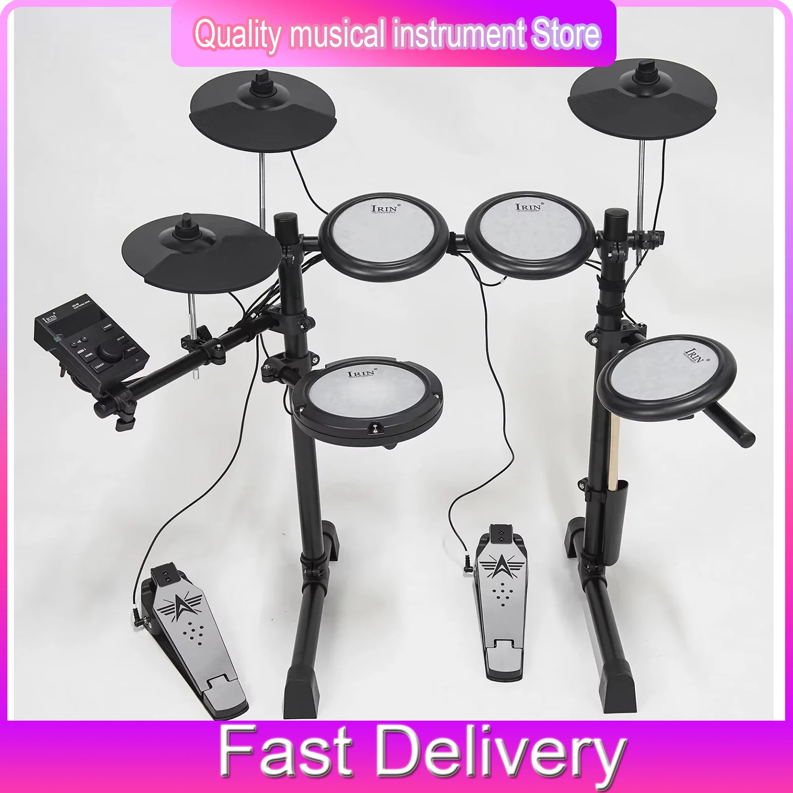  Electric Drum Set 5‑Drum 3‑Cymbal Silicone Electronic Percussion Kit 300 Sounds BT USB MIDI Support With Headphone