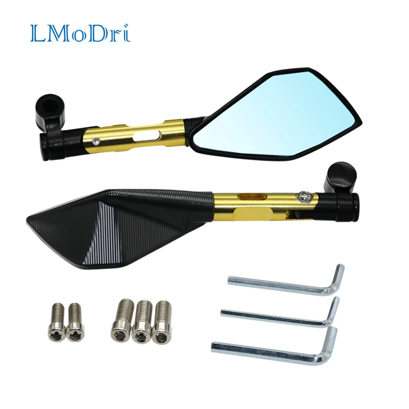 LMoDri Retro Universal Motorcycle Rear View Mirrors Anti-glare Motorbike Handlebar Side Mirror CNC Street Sports Vehicles