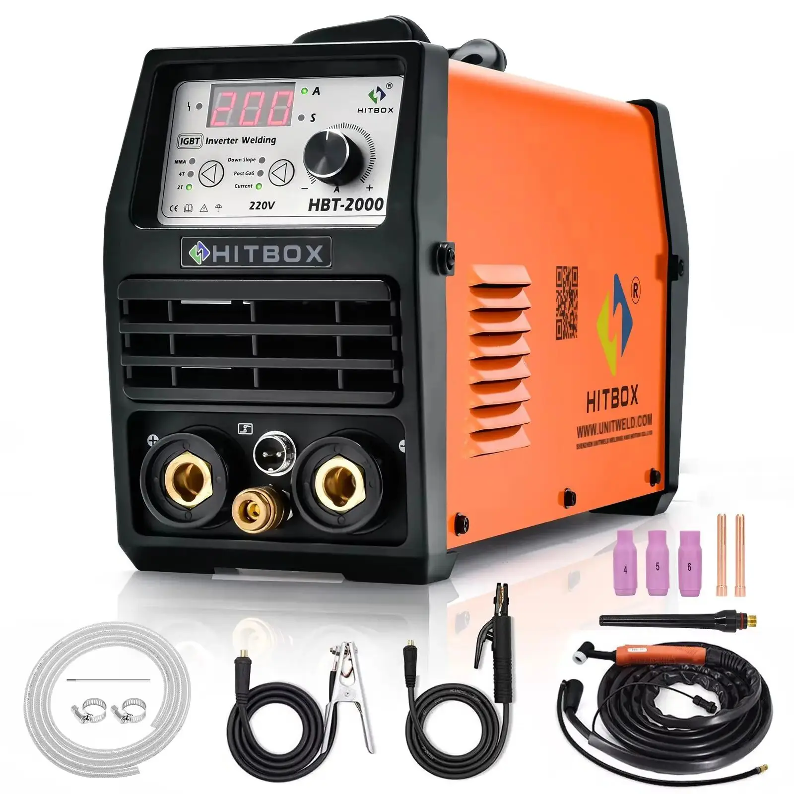 HITBOX เครื่องเชื่อม TIG 2 IN 1 200A MMA 2T/4T อัตโนมัติกึ่งอัตโนมัติเครื่องเชื่อม 220 V/240 V HBT2000
