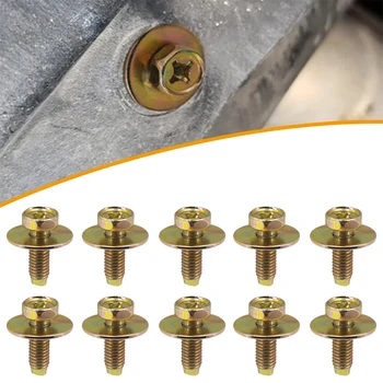 10 Set Car Fender Bumper Body Bolt & U-nut Spring Clip Fastener Rivet Universal Engine Under Cover For Honda Civic C-RV Gold