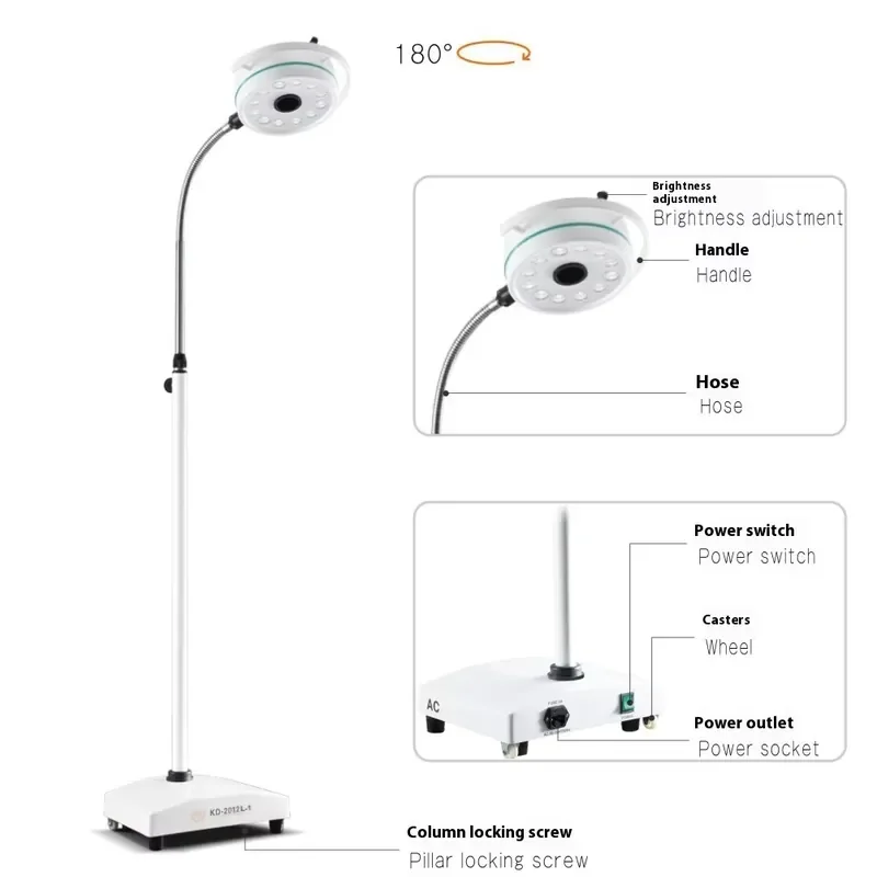 KWS KD-2012L-1 Electric Mobile LED Adjustable 45000Lux CE Certified Floor Stand Operating Lamp Medical Cold Light