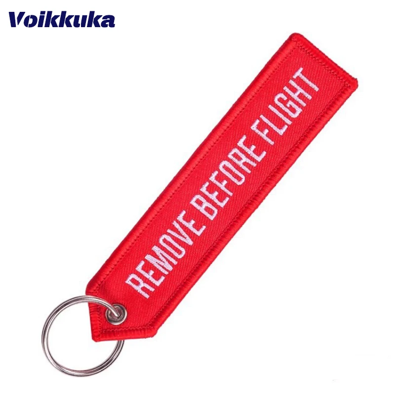 1 PC Wholesale Aviation Keychain Remove Before Flight Both Sides Embroidery Multiple Colors Tag Accessories Backpack Pendant