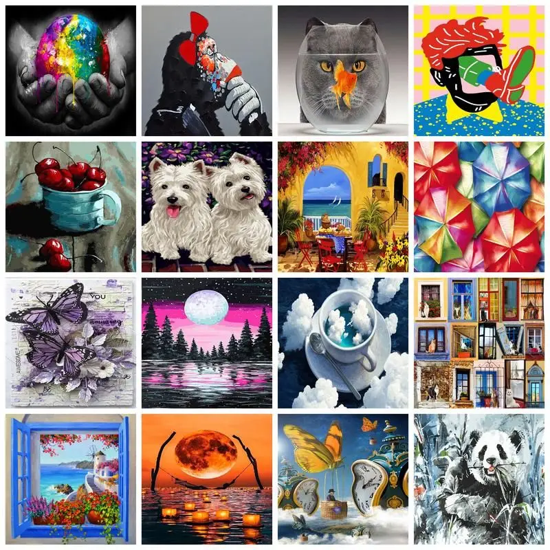 

CHENISTORY DIY Pictures By Number Colorful Landscape Kits Drawing On Canvas Painting By Numbers Hand Painted Picture Gift Home D