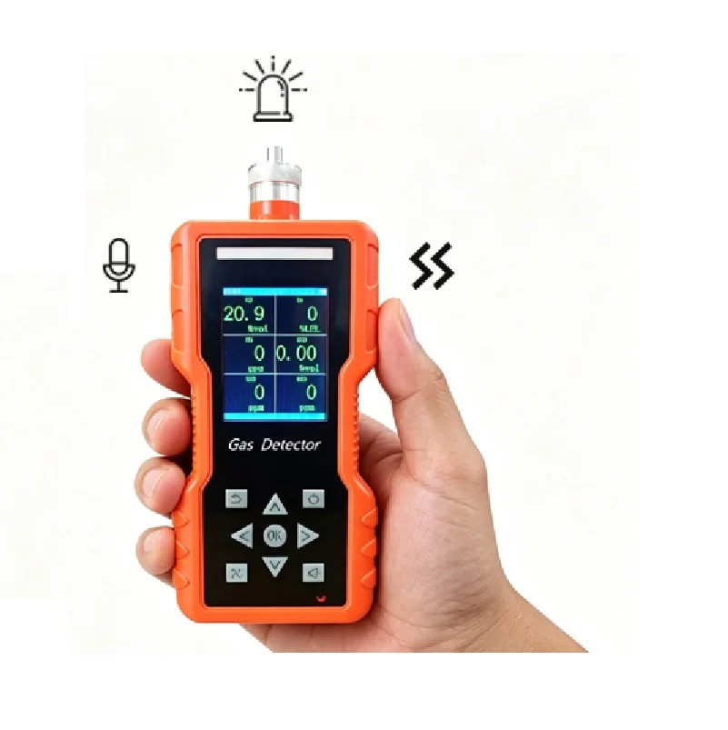 New Handheld CH4 CO O2 H2S SO2 NH3 Monitor Portable 6 in 1 Multi Gas Detector With Inner Sampling Pump