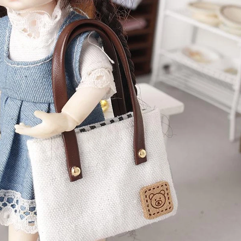 

Dollhouse Mini Simulation Canvas Bag Shoulder Bags Doll Clothes Accessories Micro Scene Decoration Pretend Play Toys