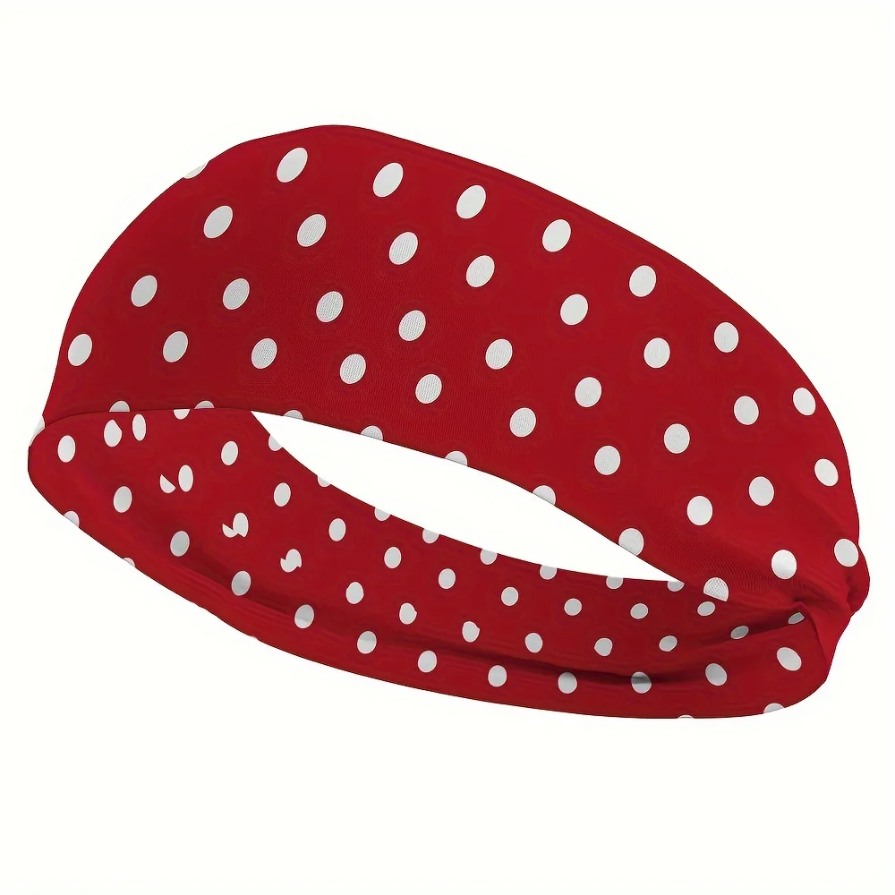 Chic Polka Dot Soft Headband for Women Breathable, Sweat-Wicking Yoga Sports Hairband Vintage Style Fashion Accessory