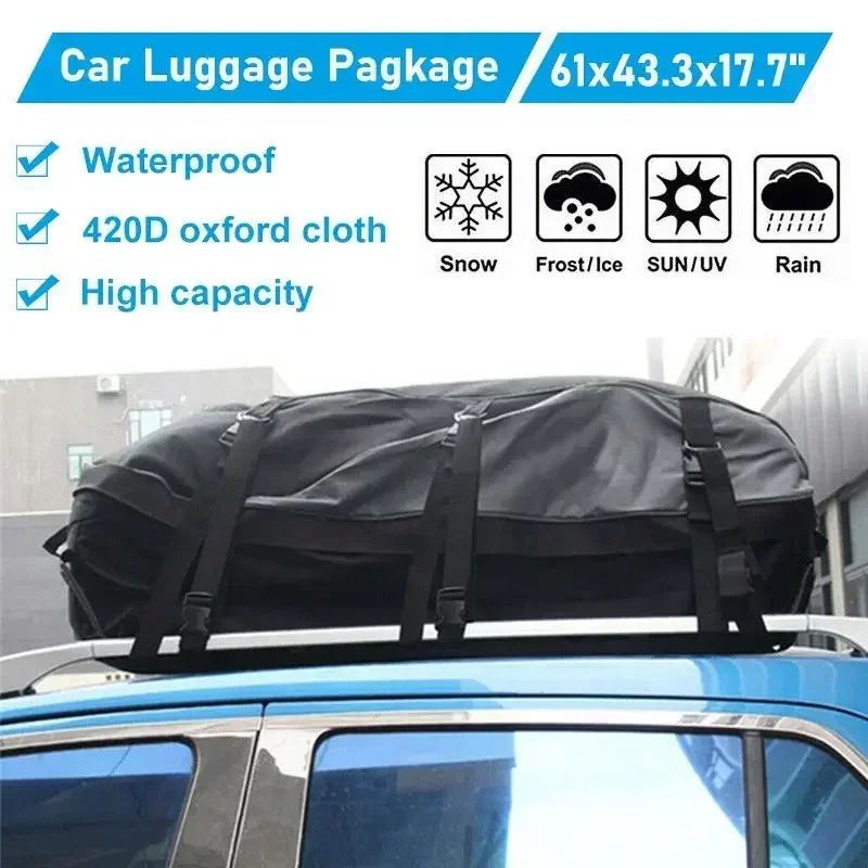 155X110X45cm 420D Oxford Car Roof Box Bag Waterproof Rooftop Luggage Carrier Storage Bag Travel Waterproof for SUV Cars Body Kit