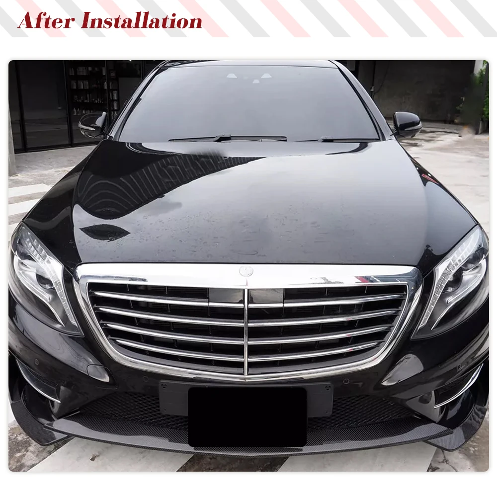 For Mercedes Benz S Class W222 S400 S550 S600 Sport Sedan 2014-2017 Carbon Fiber Front Bumper Lip Front Chin Splitter Protector