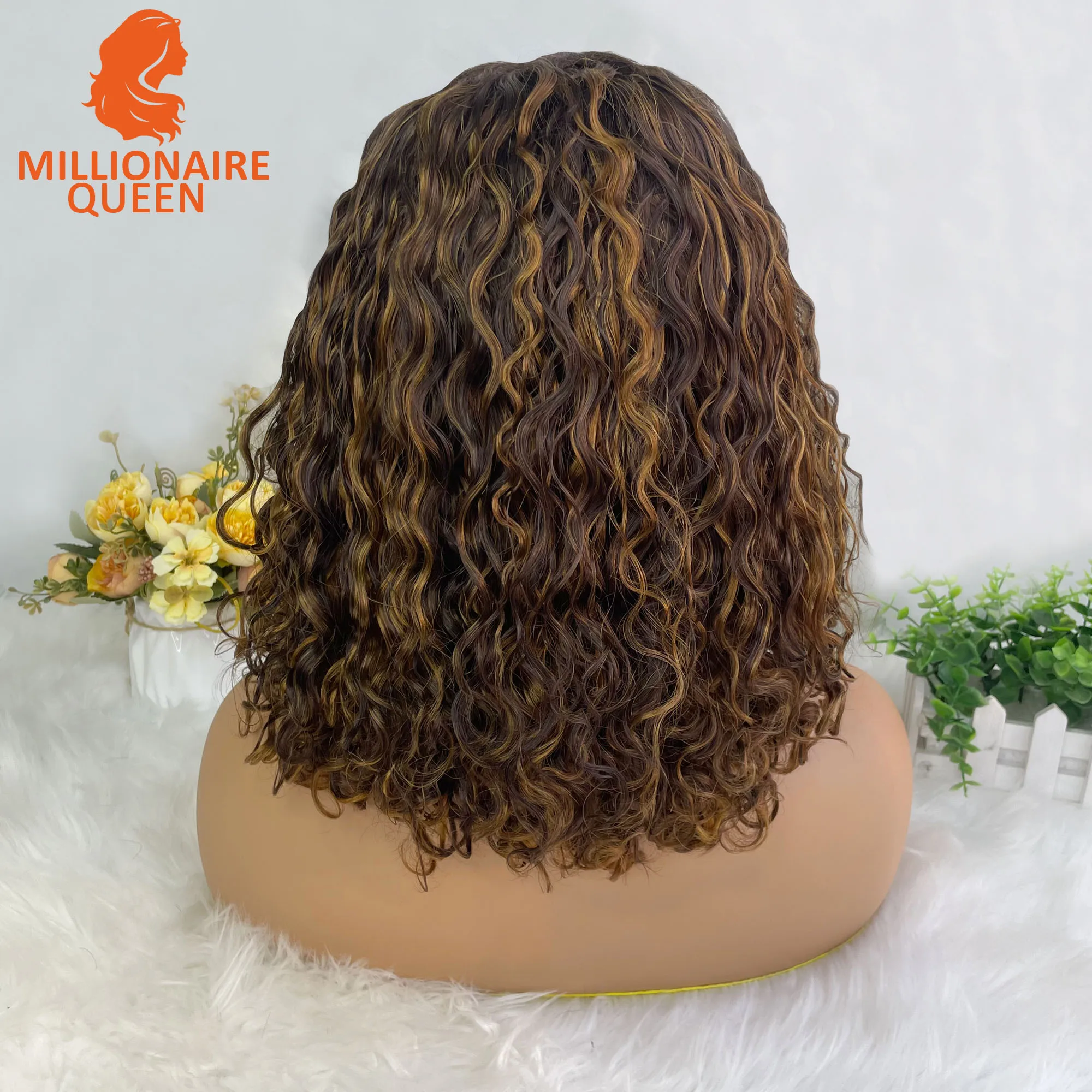 Bouncy Super Double Drawn Vietname Hair Water Wave 4x4 Bob Wig with 100% Human Hair Nature Black 250% Density For Black Women